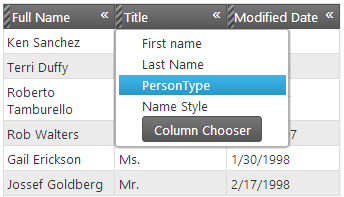 Column Hiding UI with Responsive feature