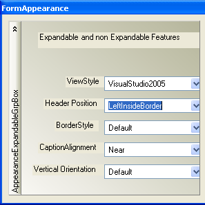 shows a winexpandablegroupbox with its header locationed on the left