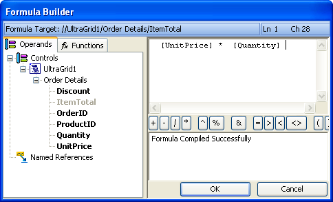 ultracalcmanager's formula builder dialog with completed formula
