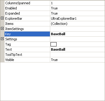ultraexplorerbar designer groups and items tab properties window for group