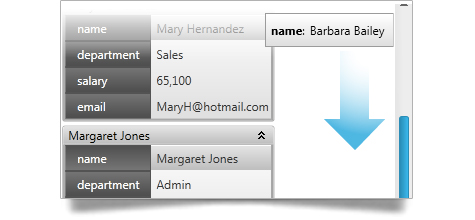 Use the WPF animation feature within data card displays to provide fluid animations within your data.