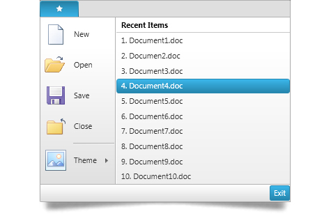 The WPF ribbon application menu allows users to "hide" a menu out of view.
