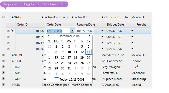 Drop Down Calendar