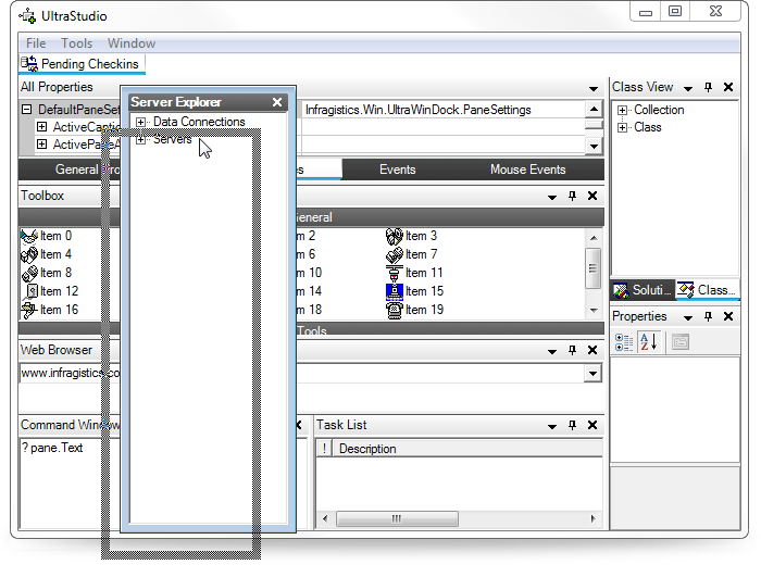 code docked sample and floating window