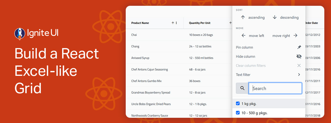 React Excel-like grid
