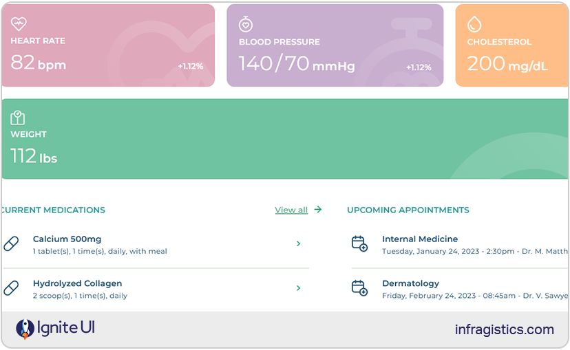 React Health Vault app