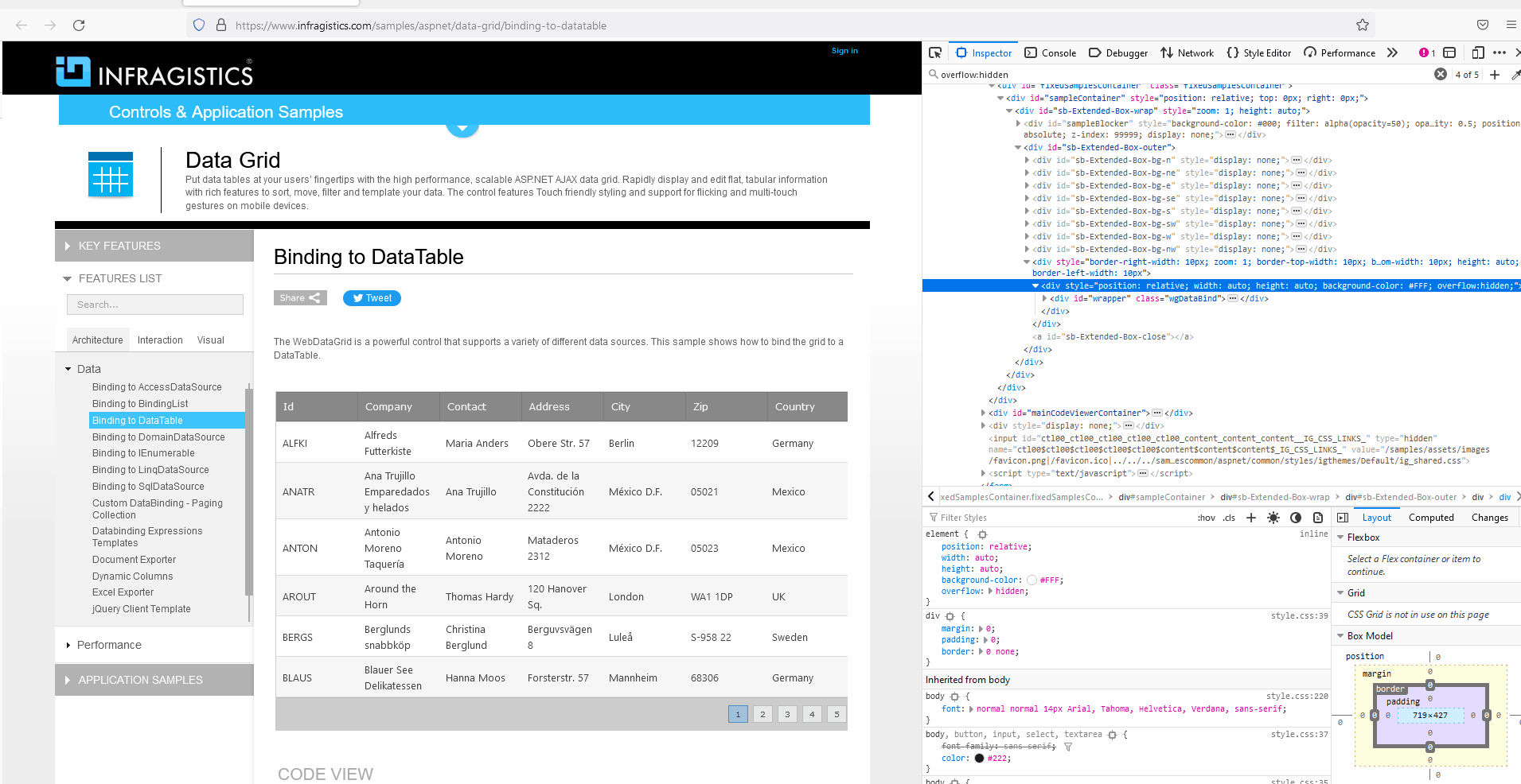 WedDataGrid Windows 11 shows no overlay scrollbars in Firefox