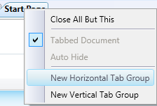 Tab options for fixed view