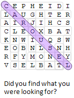 word search puzzle showing carousel cue