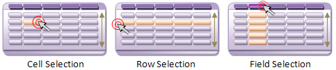 different types of selection available in xamdatagrid