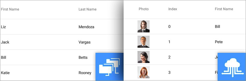 The data grid control can display data local to the device or retrieve data from a remote source