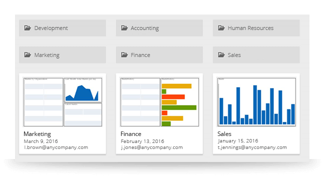 Create dashboards with ReportPlus Desktop or iOS and share them instantly and securely across your business with ReportPlus Server