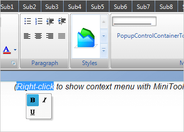 Mini Toolbar