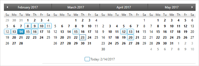 multiple month calendars