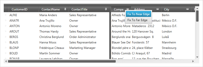 Fixed header, Pinned Rows and Moveable columns