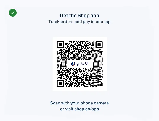 QR Code with a heading, a call to action, and a fallback short URL