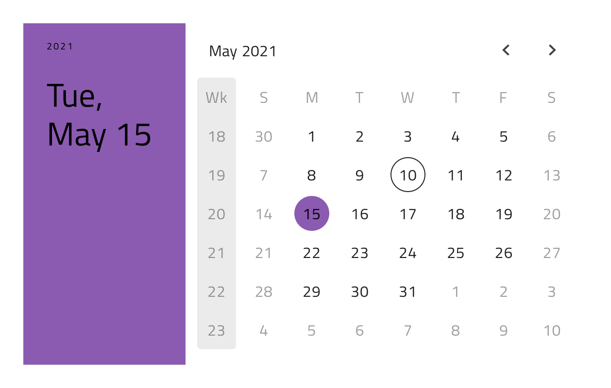 Calendar design system component