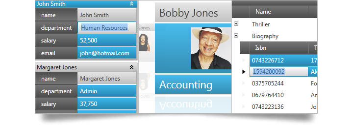 Change a carousel view to a card view or a traditional data grid.