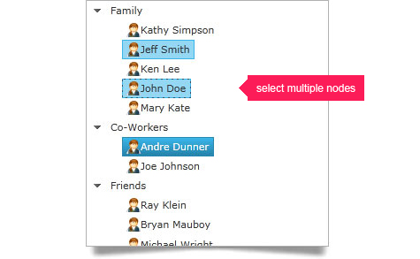 End users can select one or more tree nodes across differen levels using the WPF data tree multiple selection feature.