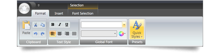 Users can recreate the exact look and feel of the Microsoft Office 2007 Fluid ribbon.